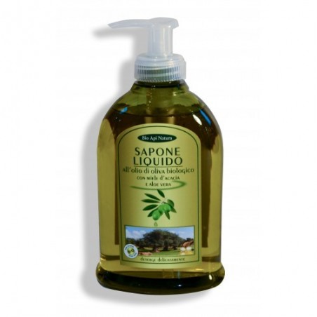 Sapone liquido · mani · viso · corpo al'olio di oliva biologico